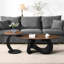 Table basse ovale et ronde de style industriel, 2 pièces pour espace de vie principal, structure en métal, pieds réglables, noir, design, métal, assemblage rapide