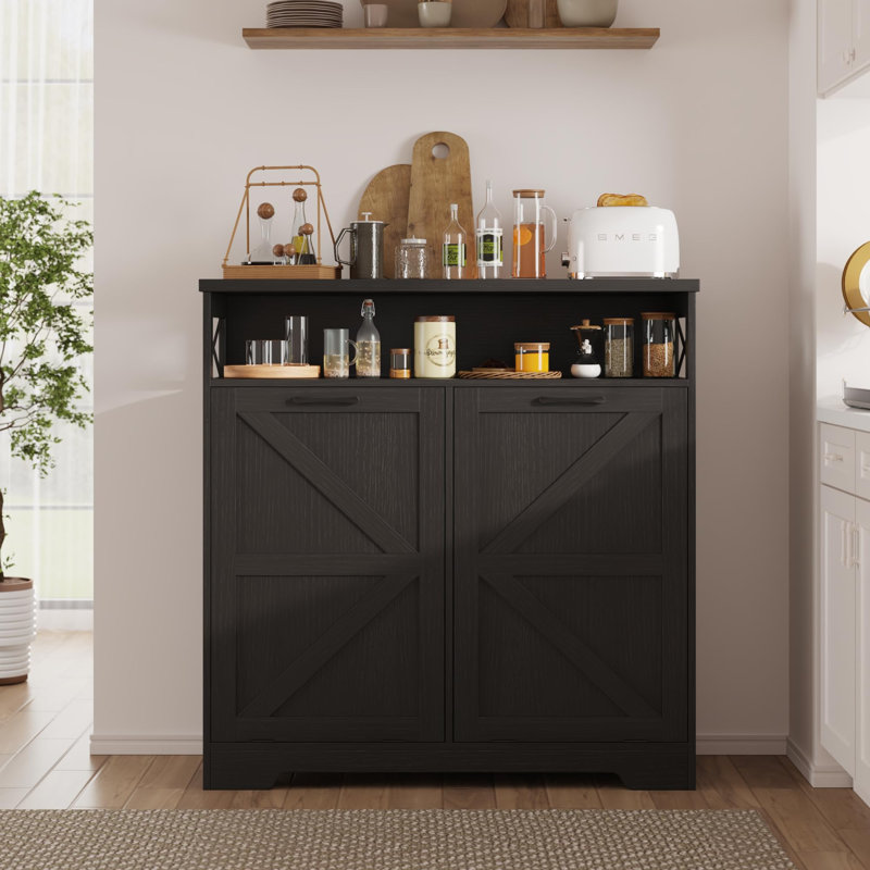 Armoire à poubelle double basculante pour poubelle 20 gallons Caffey, Noir