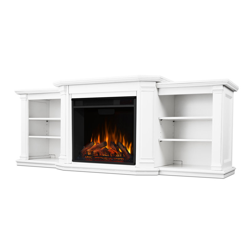 Valmont 74'' TV Stand with Fireplace, White
