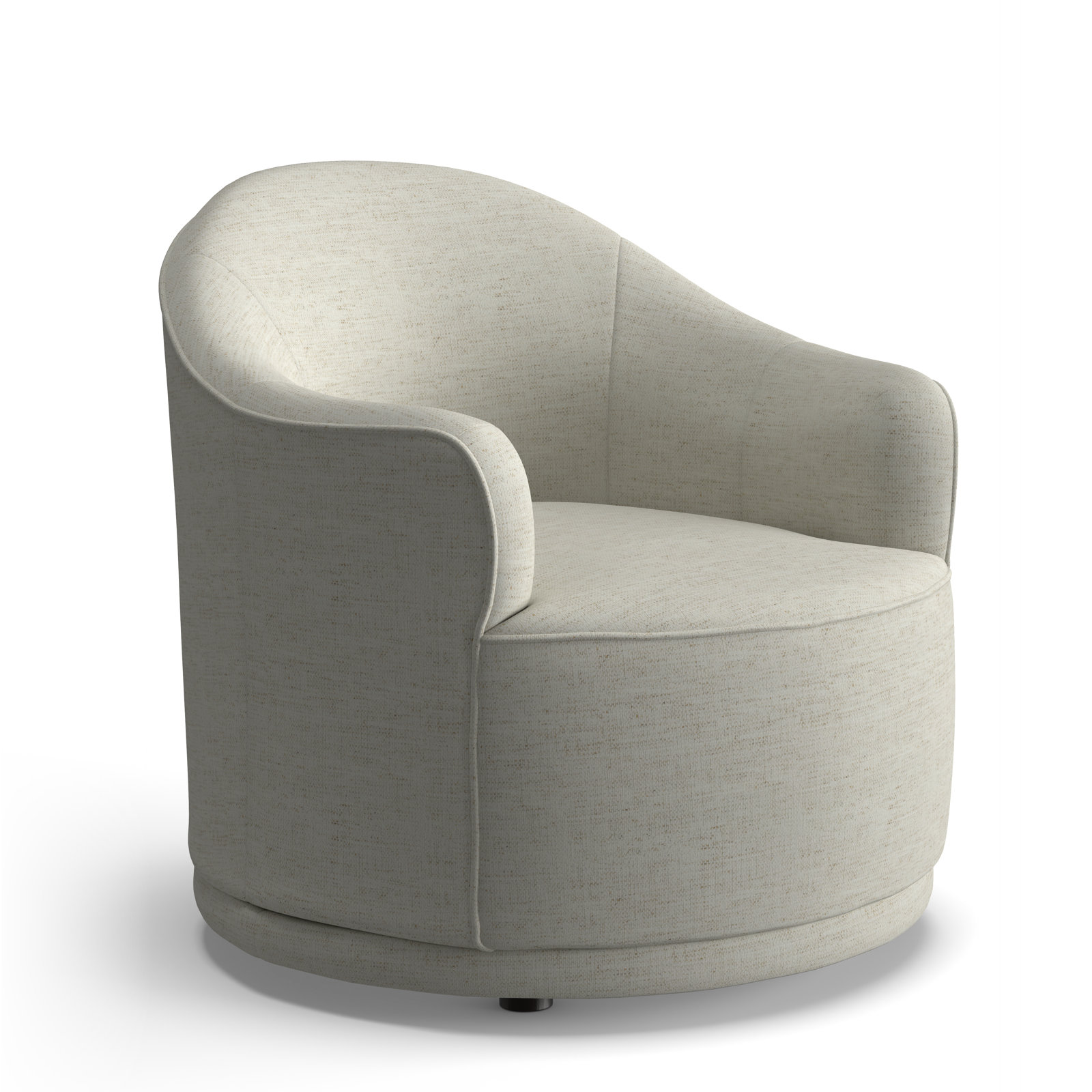 Upholstered Swivel Barrel Chair, Nomad Snow Crypton Performance Chenille