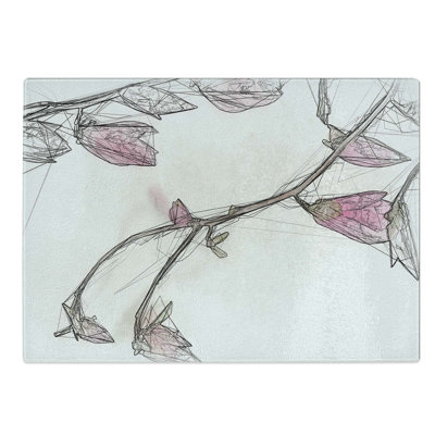 Tempered Glass Flowers Chopping Board