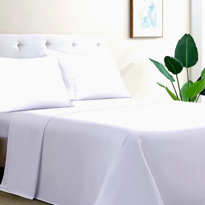 UltraSoft Embroidered Microfiber Bed Sheet Set - Twin Size 3 Piece White Sheets with Deep Pocket - Luxurious 1800 Thread Count Brushed Fabric