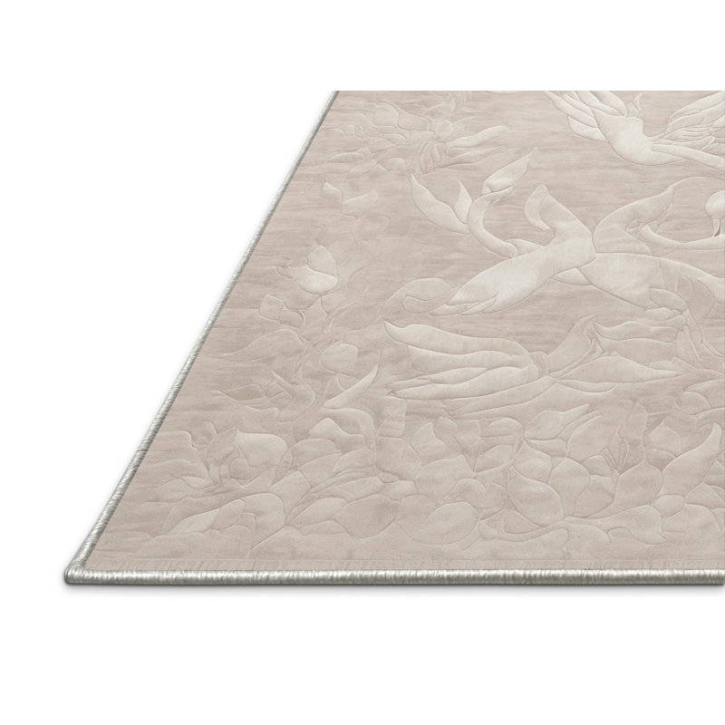 Tapis beige soyeux et moelleux, Tapis de couloir 2 pi x 4 pi