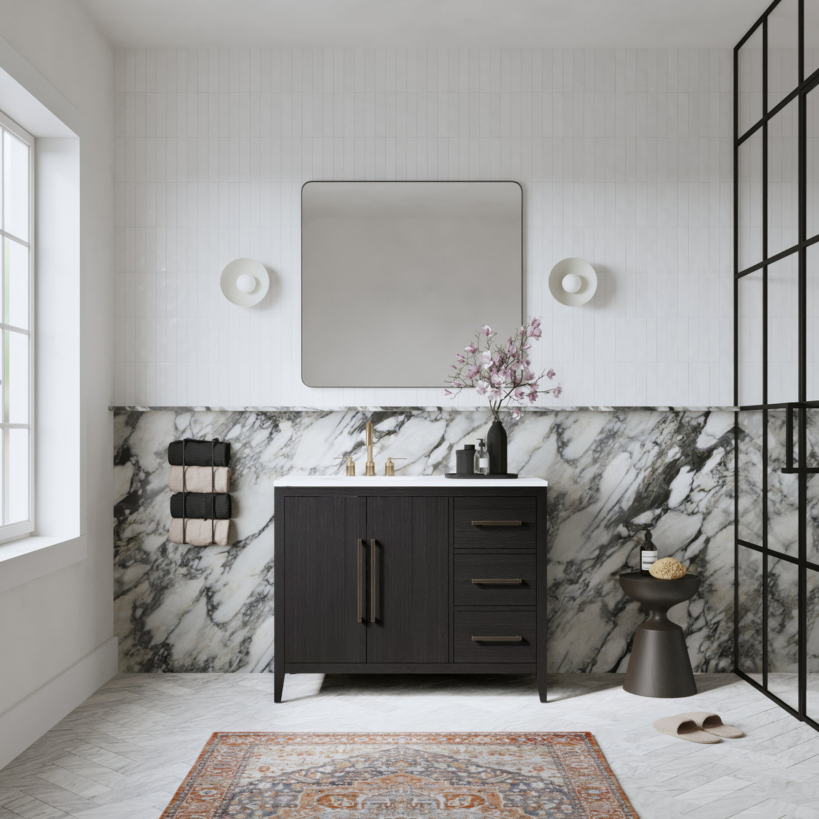 Alsup 42'' Single Bathroom Vanity, Dark Weathered Oak