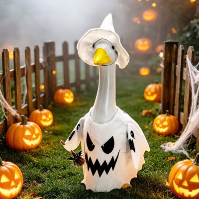 Décorations d'Halloween : ensemble de costumes de fantômes blancs et d'oies pour porche (23 pouces).