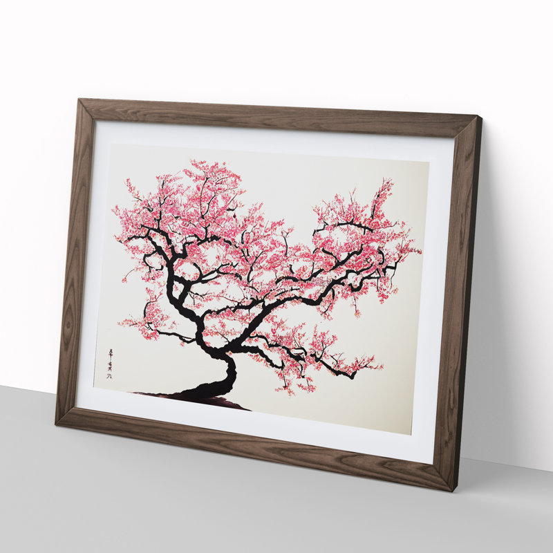 Adorable Cherry Blossom Tree - Single Picture Frame Print, 46cm H x 64cm W x 2cm D, Walnut