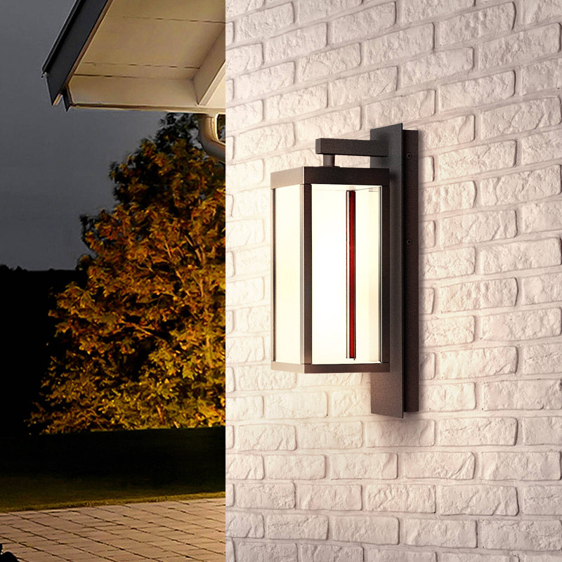 Elah 14.25" H Integrated LED Outdoor Armed Sconce, Cool Black