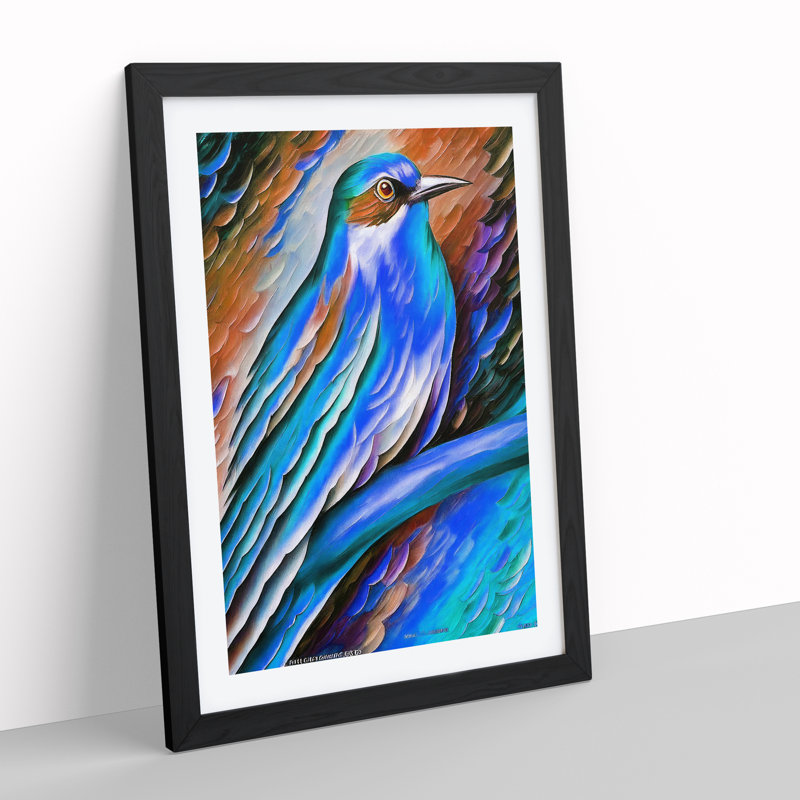 Bird Portrait No.5 - Wall Art, Black Framed, 66cm H x 48cm W x 2cm D, White