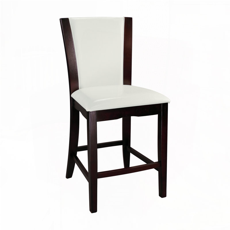 Ensemble de tabourets de bar rembourrés en similicuir avec dossier, pieds en bois, Blanc