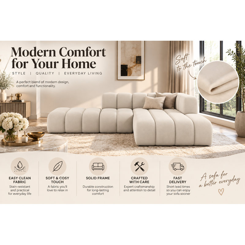3 Seater Velvet Sofa & Chaise