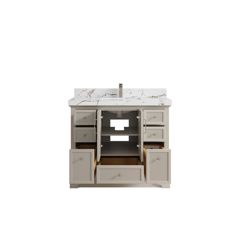 Alys 42'' Single Bathroom Vanity with Quartz Top, Viola Brown