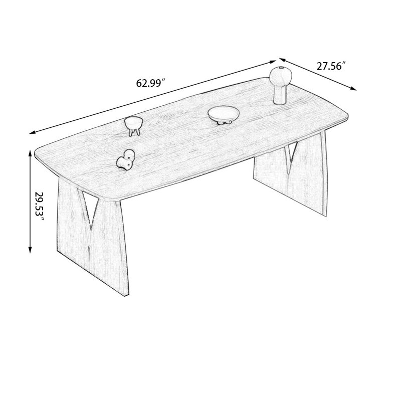 Rectangular Solid Wood Dining Table, 29.53"H x 62.99"L x 27.56"W, Black