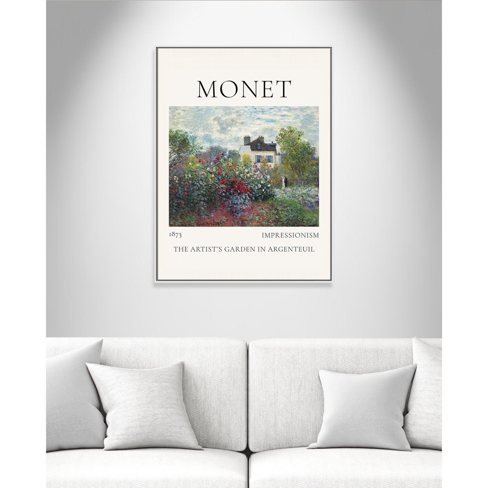 Artists Garden in Argenteuil Print by Claude Monet, No, 49.5" H x 37.5" W x 2" D, White Floater Frame