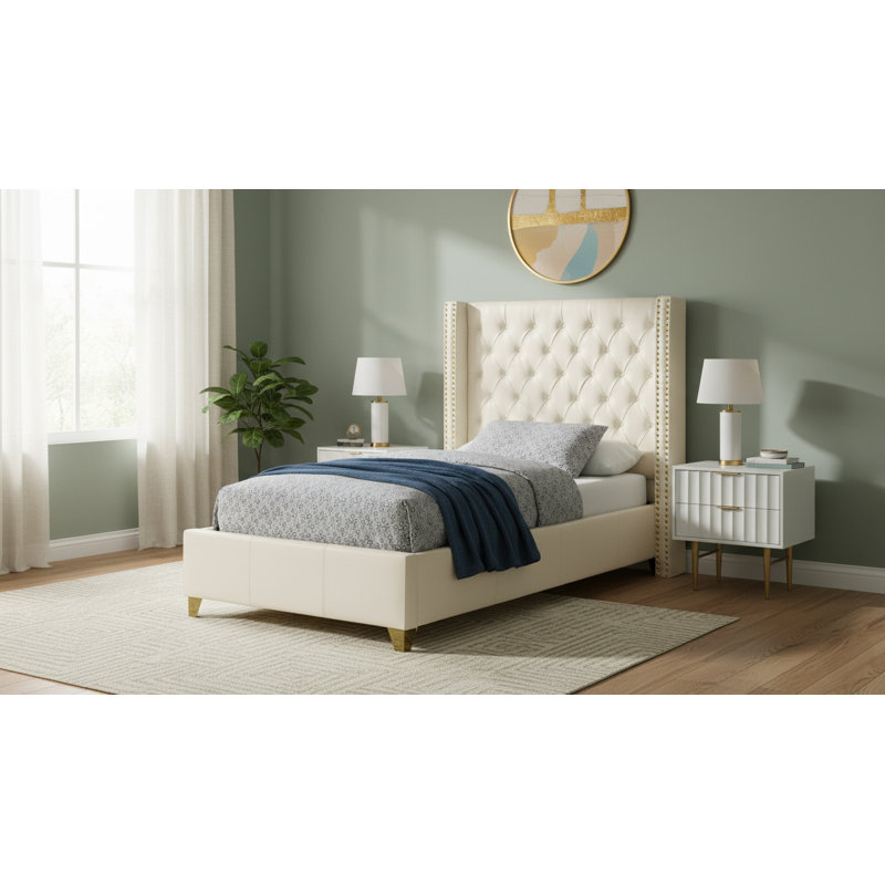 Lit plateforme tapissier Holmes, Simple