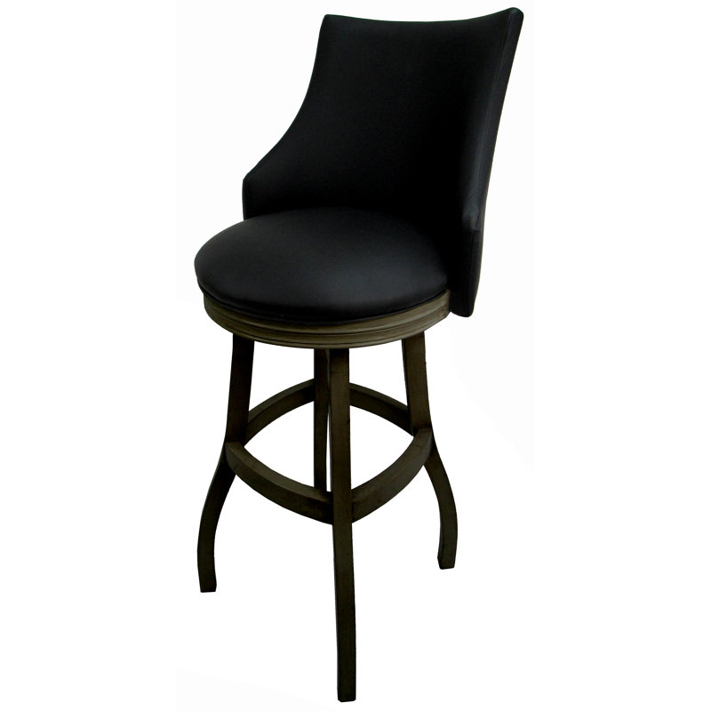 Tabouret pivotant en bois Ridfortore, Noir, Noir, Tabouret de bar (hauteur du siège 34 po)