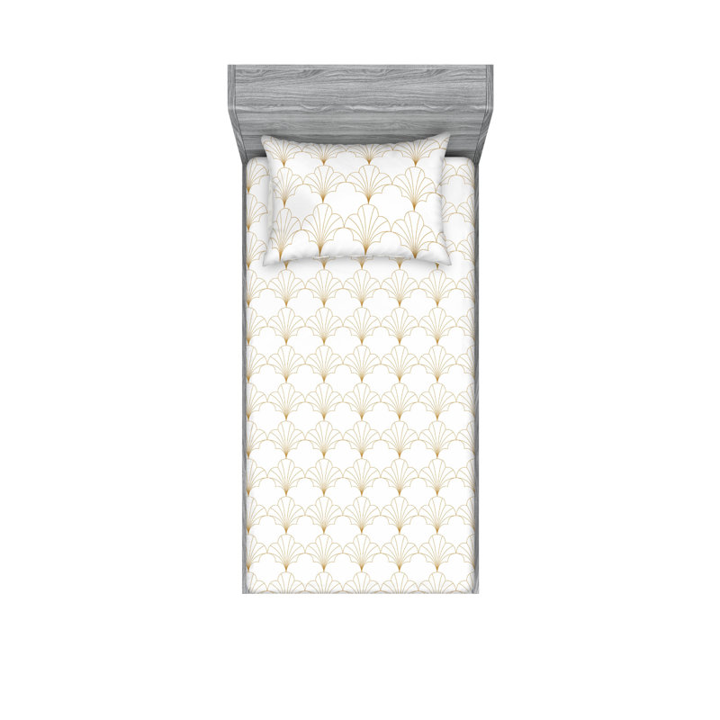  Ensemble de draps en microfibre géométrique, Ensemble de draps pour lit simple TG avec 1 taie d, Blanc