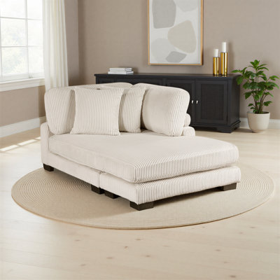 Brinsley 45" Modern & Contemporary Reversible Sofa Chaise with Elevated Channel Corduroy, Adjustable Backrests & Pocket Coil Comfort