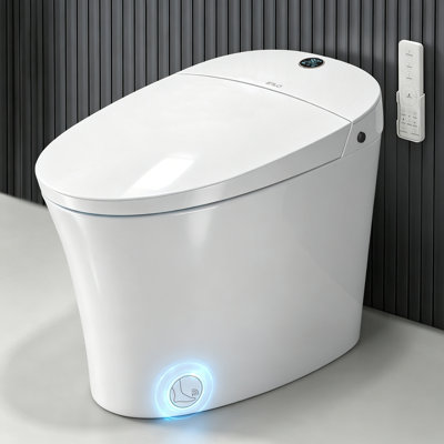 Toilette Smart Bidet intégrée avec réservoir en mousse propre anti-éclaboussures, bidet de toilette allongé à double chasse, couvercle à ouverture / fermeture automatique, hauteur confort ADA, toilette à une pièce