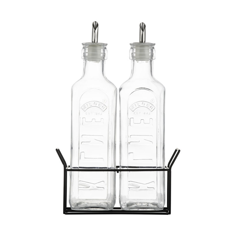 Kilner 3 Piece Oil Bottles and Metal Rack Set
