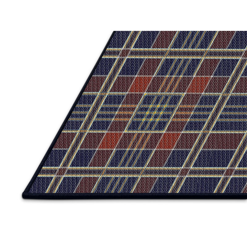 Tapis bleu/orange à motifs, Rectangle 2 pi x 3 pi