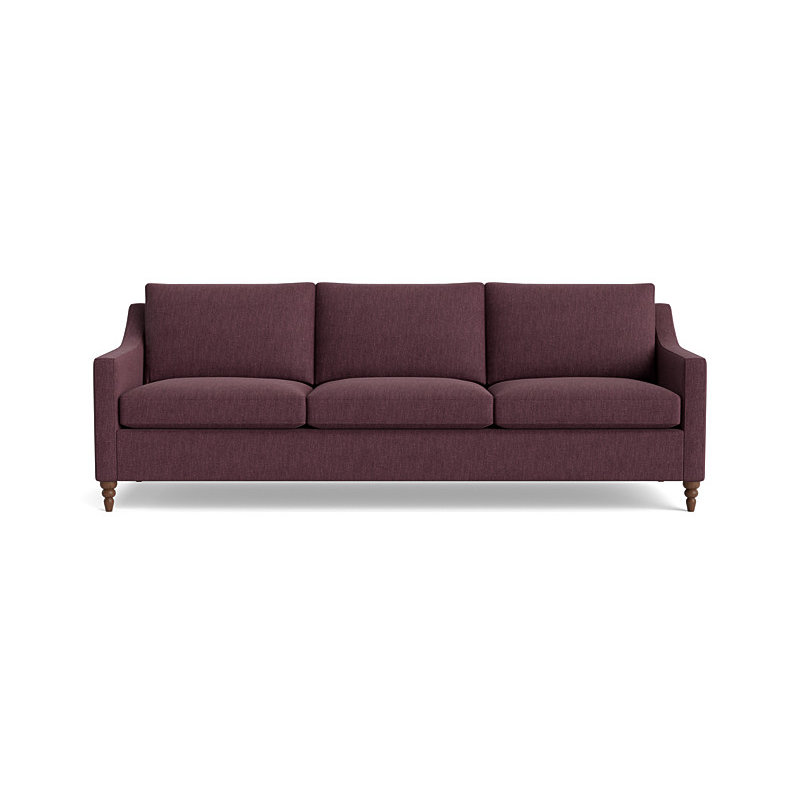 Vera Sofa (95"), Walnut Finish (Turned), Performance Weave - Aubergine