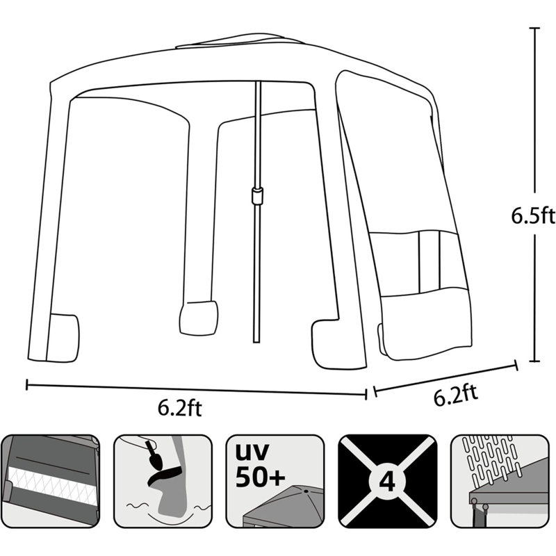 Beach Cabana  Beach Canopy Easy Set Up And Take Down  Cabana Tent With Sand Pockets  Instant Sun Shade With Side Wall