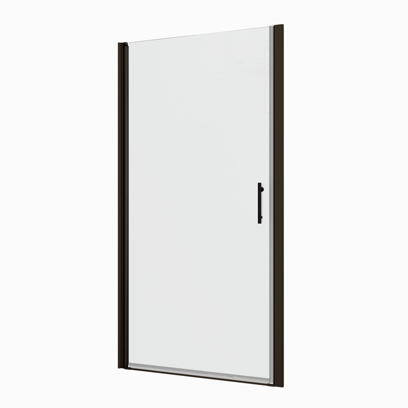 Porte de douche pivotante universelle à ouverture 1 3/8 po avec verre trempé de 1/4 po, Noir mat
