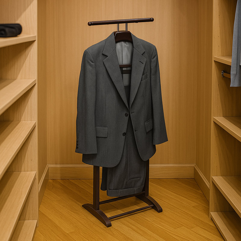 Knight Solid Wood Freestanding Valet Stand, Walnut