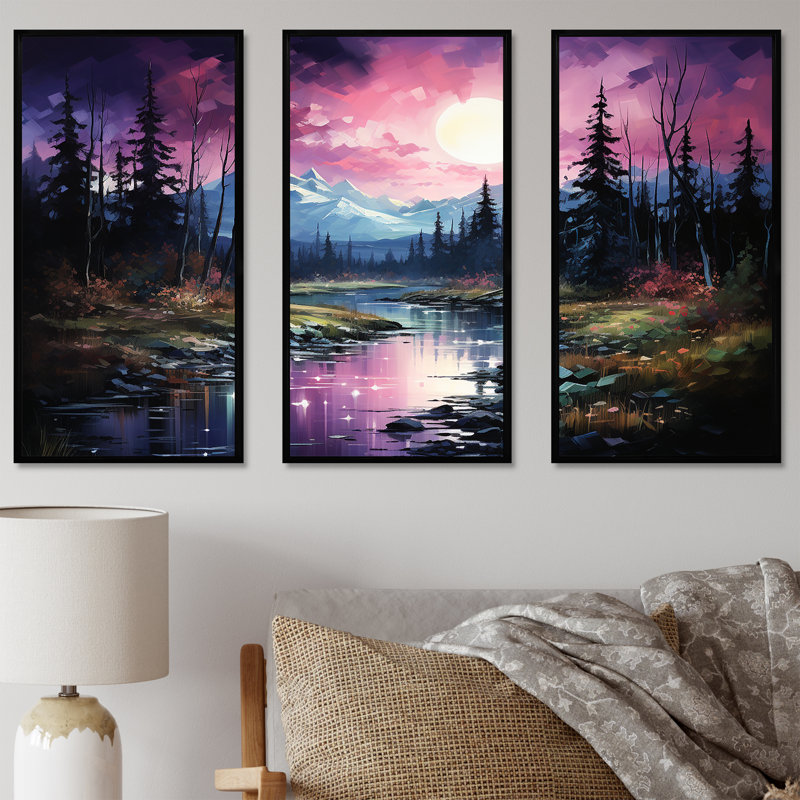 Art mural Northern Light, H 28 po x l 36 po x P 1 po, Cadre flottant noir