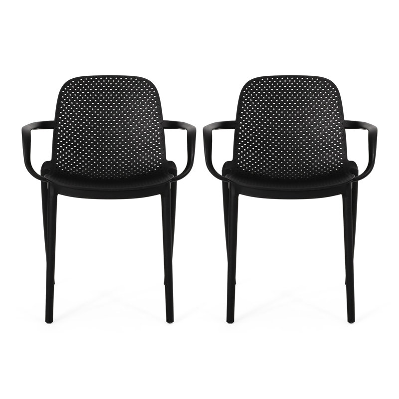 Chaises d'extérieur Gardenia - Structure stable en polypropylène noir, noir