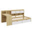 Lit de jour en L Timber avec sept compartiments de rangement et deux tiroirs, lit polyvalent avec table d'étude intégrée-115735635-115735637