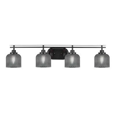 Scituate 4 Light Bath Bar Shown In Black, 6" Smoke Glass