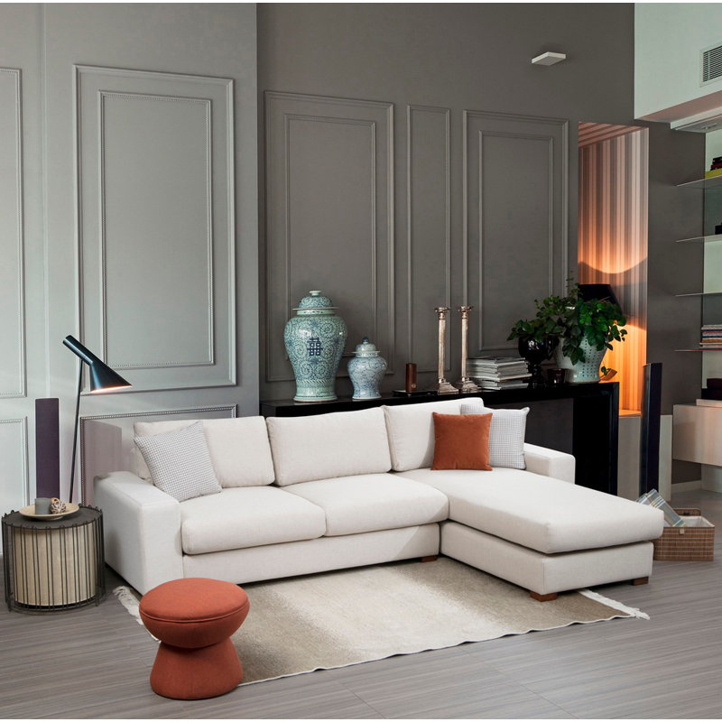 Canapé modulaire de coin 114,17 po, Beige, Face à la gauche