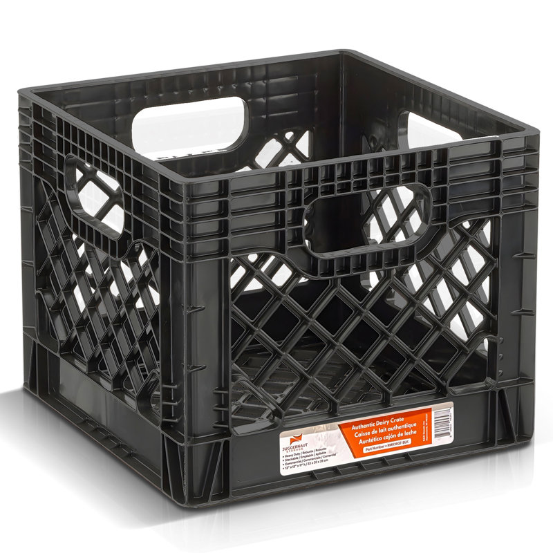 Juggernaut Storage 16 Quart Storage Crate with Handles, Black, Set of 2 (2 Pack)