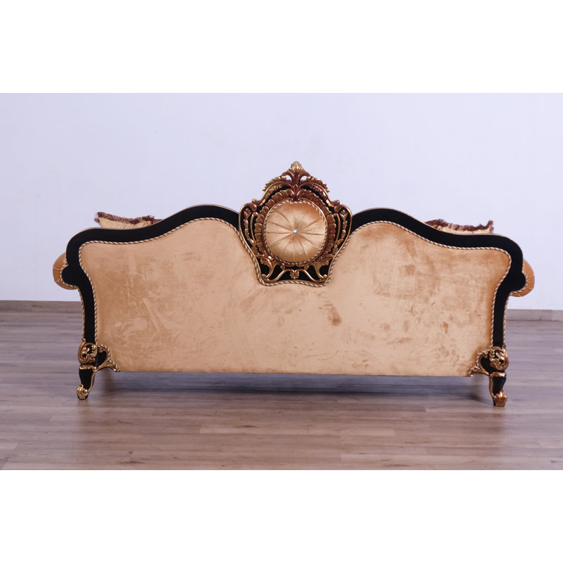Sofa, Black/Gold, 34" H x 70" W x 48" D