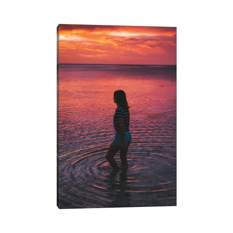 Sunset Girl Ocean Ripples by James Vodicka - Wrapped Canvas Gallery-Wrapped Canvas Giclée, 30.48cm H x 20.32cm W
