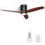 Ventilateur de plafond en bois massif 52 po, télécommande et contrôle mural, moteur DC réversible silencieux à débit d'air élevé jusqu'à 5600 + CFM, montage encastré pour pièce à profil bas-72341889-72341894