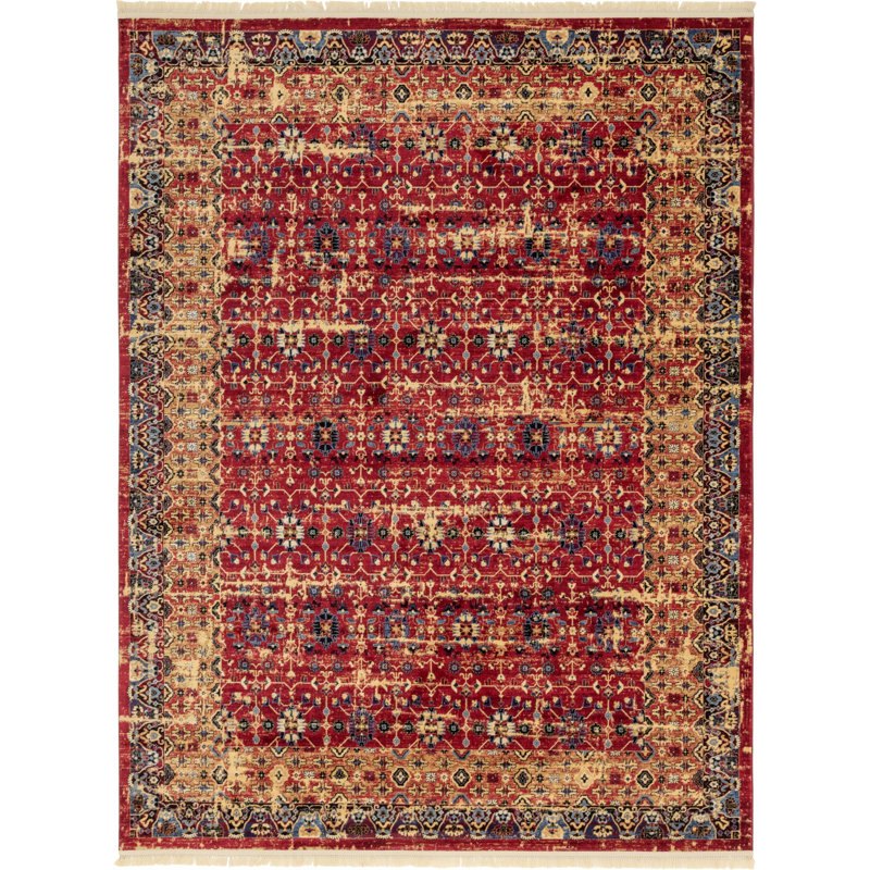 Tapis oriental rouge Angeliya, Rectangle 9 pi x 12 pi 2 po
