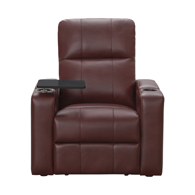 Vannatta Faux Leather Power Recliner, Ruby Red Faux Leather