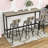 4-Piece Dining Table Set, Industrial Rectangular Table with Upholstered Chairs and Adjustable Foot Pad-1125011565-1125011566