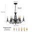 Vintage Industrial 6-Light Candle Style Black Iron Chandelier 
