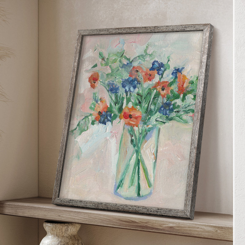 Painterly Soft Bouquet II Framed Print - Solid Wood, 11" H x 9" W