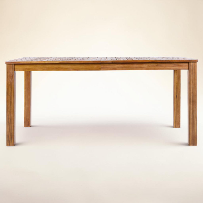 Ensemble de table de salle à manger d'extérieur en bois 5 pièces, 1 table rectangulaire et 4 chaises en rotin, 4