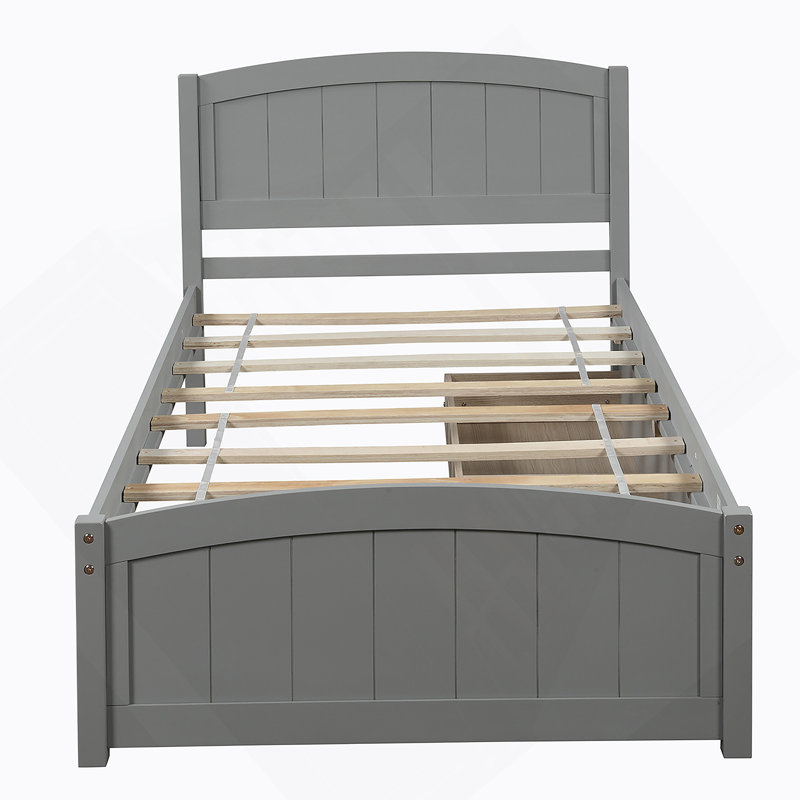 Platform Bed with Two Drawers, Gray