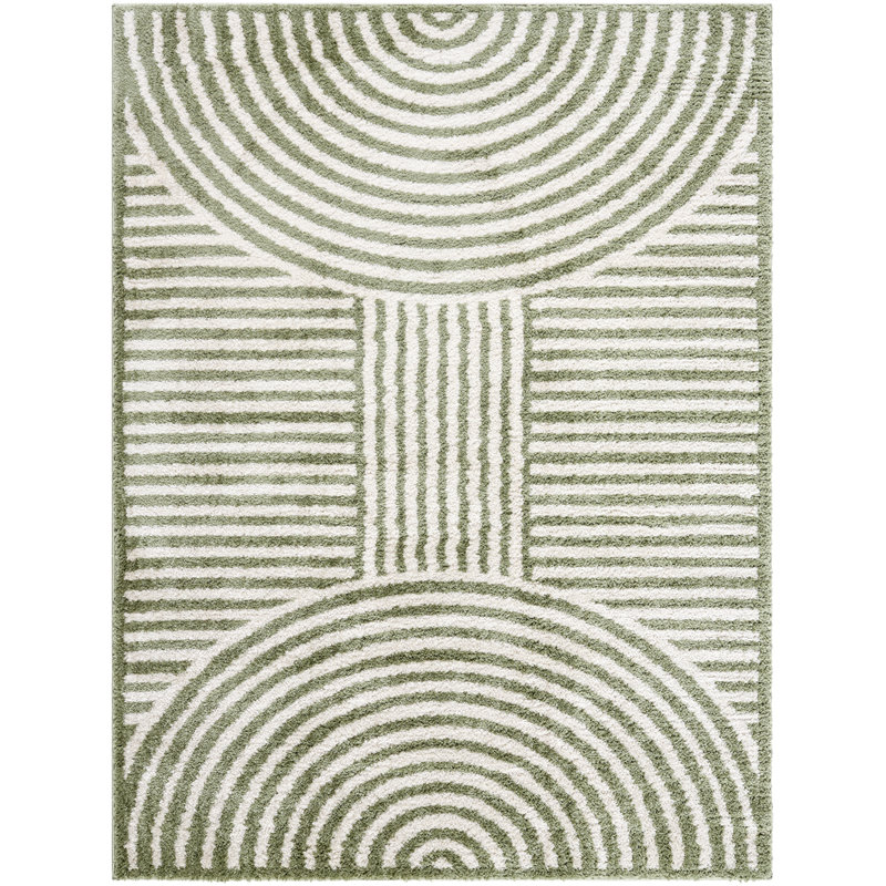 Machine Washable Shaggy Boho Grass Green Area Rug, Rectangle 160 x 213cm