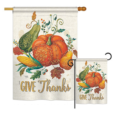 Double Sided Polyester Thanksgiving Flag Set