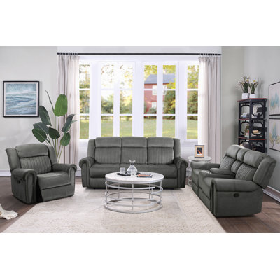 Cappella 3-Piece Microfiber Manual Reclining Living Room Set by Lark Manor
