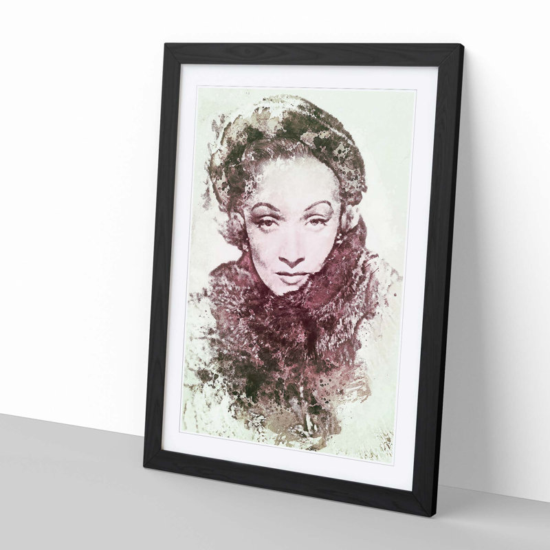 Marlene Dietrich in Abstract - Framed Print, Black, 60cm H x 40cm W x 2cm D