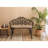 Tulip Patio Garden Bench Metal Park Bench Cast Aluminum Outdoor Furniture with Floral Rose for Patio, Park, Lawn, Yard Black withe cushion-1076561271