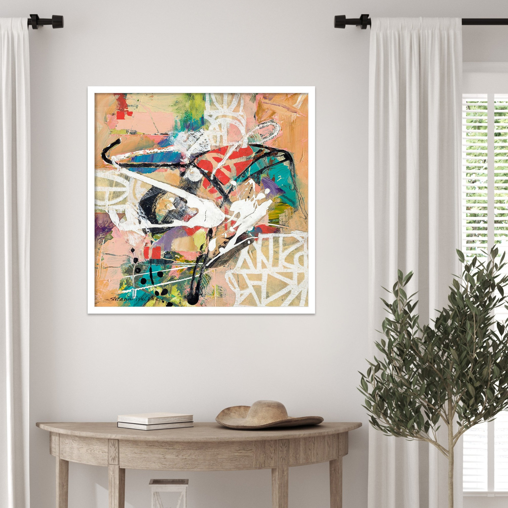 Talk 2 Me by Sutter Wood Framed Wall Art Print, White, 25" H x 25" W